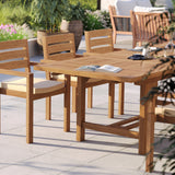 Teak Rectangle 180-240cm Extending Table 4cm Top with 8 Marlow Stacking Chairs, Free Cushions
