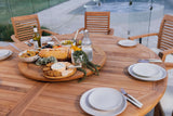 8 Seater Teak Garden Dining Set - 180cm Maximus Round Table with Henley Stacking Chairs