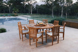 8 Seater Teak Garden Dining Set - 180cm Maximus Round Table with Henley Stacking Chairs