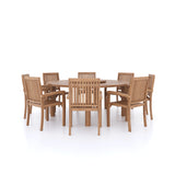 Teak Set 180cm Maximus Round Table 4cm Top (8 Henley Stacking Chairs) Cushions included.