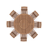 Teak Set 180cm Maximus Round Table with 8 Henley Stacking Chairs