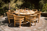 8 Seater Teak Garden Dining Set - 180cm Maximus Round Table, 4cm Top with San Francisco Chairs