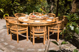 8 Seater Teak Garden Dining Set - 180cm Maximus Round Table, 4cm Top with San Francisco Chairs