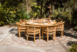8 Seater Teak Garden Dining Set - 180cm Maximus Round Table, 4cm Top with San Francisco Chairs