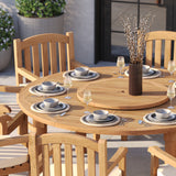 Teak Set 180cm Maximus Round Fixed Table 4cm Top with 8 Warwick Chairs – Teak Garden Dining Set, Free Cushions