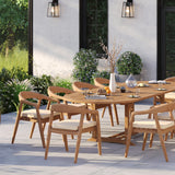 Teak Oval 2m–3m Extending Table 4cm Top with 10 Sydney Chairs – Teak Garden Dining Set, Free Cushions