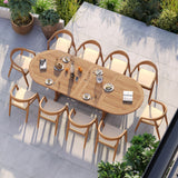 Teak Oval 2m–3m Extending Table 4cm Top with 10 Sydney Chairs – Teak Garden Dining Set, Free Cushions