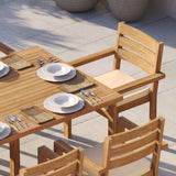 Teak Set 200–300cm Rectangle Extending Table 4cm Top with 10 Marlow Stacking Chairs – Premium Teak Garden Dining Set