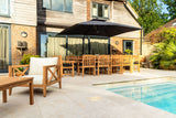 10 Seater Teak Garden Dining Set - 2-3m Rectangular Extending Table with Warwick Chairs