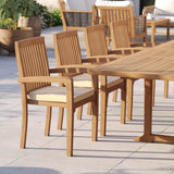 12 Seater Teak Garden Dining Set – 200–300cm Rectangular Extending Table, 4cm Top with 8 Henley Stacking Chairs & 2 Harmony Benches