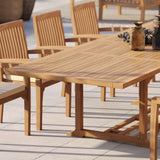 12 Seater Teak Garden Dining Set – 200–300cm Rectangular Extending Table, 4cm Top with 8 Henley Stacking Chairs & 2 Harmony Benches