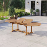 Teak 2m-3m Oval Extending Table with 10 Henley Stacking Chairs