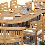 Teak Oval 2m to 3m Extending Table with 8 Marlow Stacking Chairs & 2 San Francisco Benches – Teak Garden Furniture Set
