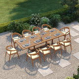 Teak Set 200–300cm Rectangle Extending Table 4cm Top with 10 Sydney Chairs – Teak Garden Dining Set, Free Cushions