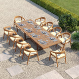Teak Set 200–300cm Rectangle Extending Table 4cm Top with 10 Sydney Chairs – Teak Garden Dining Set, Free Cushions