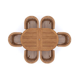 Teak Garden Furniture Set Oval 180-240cm Extending Table 4cm Top (6 San Francisco Chairs) Cushions included.