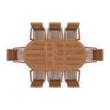180cm to 240cm Teak Oval Extending Table with 8 Oxford Stacking Chairs