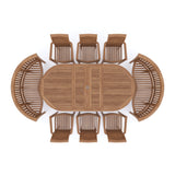 Teak Oval 2-3m Extending Table 4cm Top (6 Oxford Stacking Chairs 2 San Francisco Benches) Cushions included.