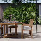 Teak 180-240cm Oval Extending Table 4cm Top (6 Henley Stacking Chairs 2 San Francisco Chairs) Cushions included.
