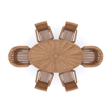Teak Set 2m Sunshine Oval Table with 4 Oxford Stacking Chairs & 2 San Francisco Chairs