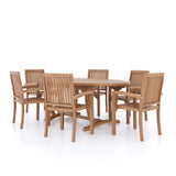 Teak Set 2m Sunshine table 4cm Top (with 6 Henley Stacking Chairs) Cushions included.