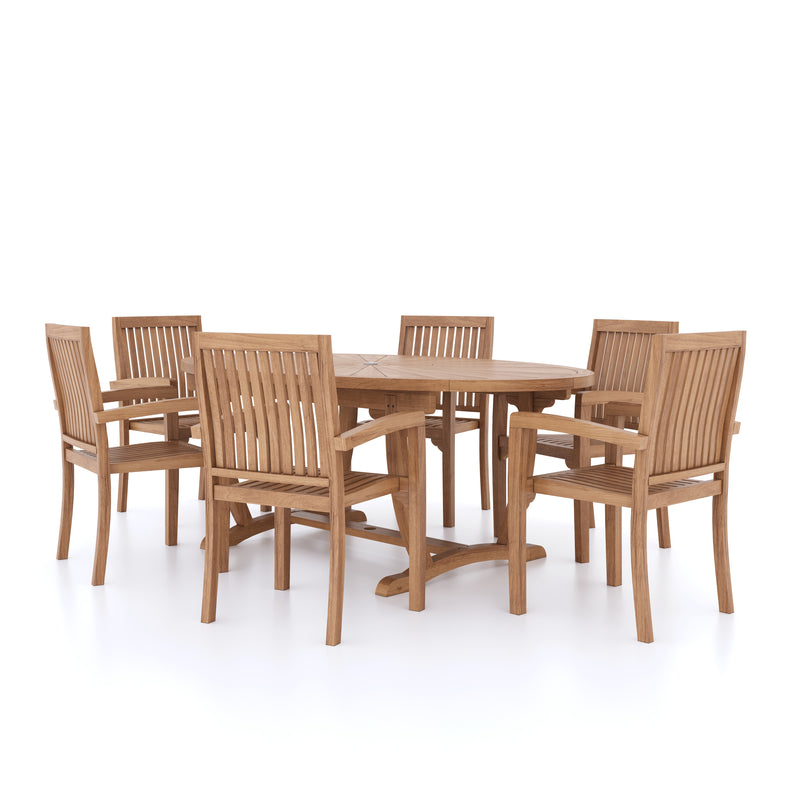 Teak Set 2m Sunshine table 4cm Top (with 6 Henley Stacking Chairs) Cushions included.