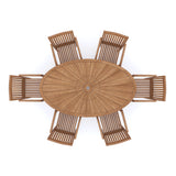 Teak Set 2m Sunshine table 4cm Top (with 6 Henley Stacking Chairs) Cushions included.