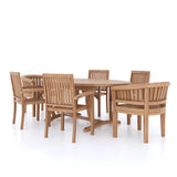 Teak Garden Furniture Set 2m Sunshine Oval table 4cm Top (with 4 Henley Stacking Chairs, 2 San Francisco Chairs) Cushions included.