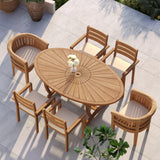 Teak Set 2m Sunshine Oval Table with 4 Marlow Stacking Chairs and 2 San Francisco Chairs – Premium Teak Garden Dining Set