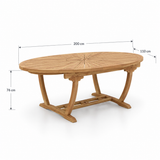 6 Seater Teak Garden Dining Set - 2m Sunshine Oval Table with 4 Henley Stacking Chairs & 2 San Francisco Chairs