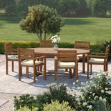 Teak Set 2m Sunshine Oval Table 4cm Top with 6 Marlow Stacking Chairs – Teak Garden Dining Set, Free Cushions
