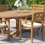 Teak Set 2m Sunshine Oval Table 4cm Top with 6 Marlow Stacking Chairs – Teak Garden Dining Set, Free Cushions