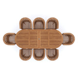 Teak Set Oval 2-3m Extending Table 4cm Top (8 San Francisco Chairs) Cushions included.