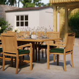 Teak Set 200-300cm Rectangle Extending Table 4cm Top (10 Henley Stacking Chairs) Cushions included.