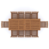 Teak 2m-3m Rectangle Extending Table with 10 Warwick Chairs