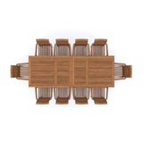 Teak Set 200-300cm Rectangle Extending Table 4cm Top (10 Oxford Stacking Chairs) Cushions included.