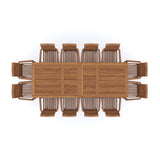 Giant Teak Set 2-3m Rectangle Extending Table 12 Oxford Stacking Chairs