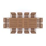 Giant Teak Set 200cm to 300cm Rectangle Extending Table with 12 Henley Stacking Chairs