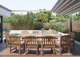 Teak 2m-3m Rectangle Extending Table with 10 Warwick Chairs