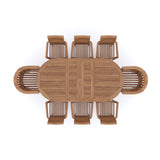 Teak 180cm to 240cm Oval Extending Table with 6 Oxford Stacking Chairs & 2 San Francisco Chairs