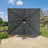 4x3m LED Cantilever Parasol with Solar-Powered LED Lighting