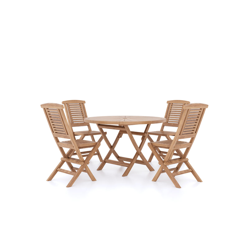 Teak Set 120cm Sunshine Folding Table (4 Folding Chairs) Cushions included.