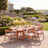 Teak Square to Rectangle 120-170cm Extending Table with 6 Sydney Chairs - Teak Garden Dining Set - UK and Ireland garden setting - image 1