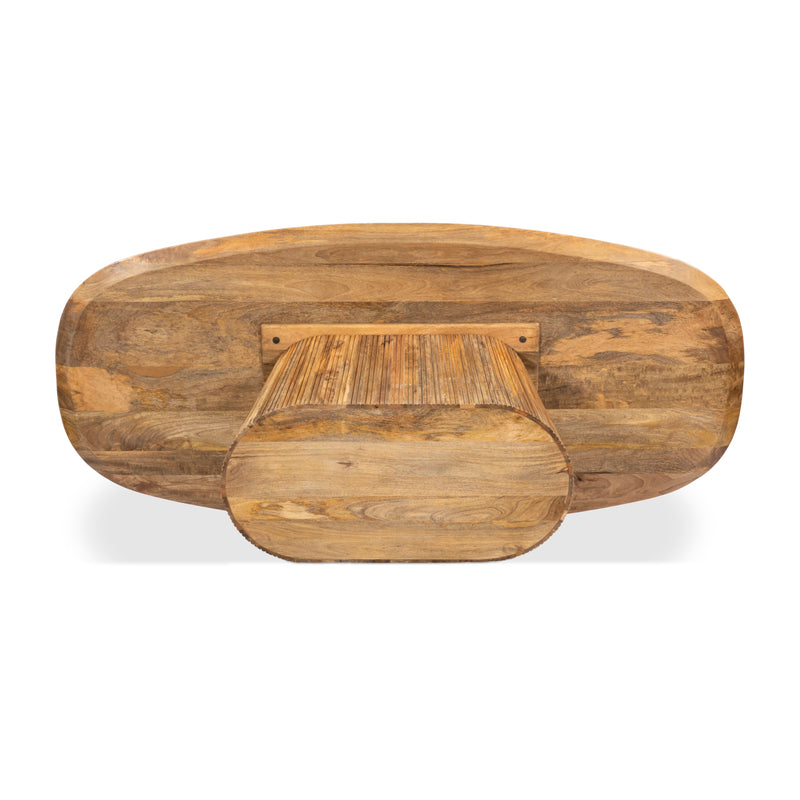 Solid Wood Oval Dining Table with Fluted Base