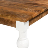 Solid Wood Rectangle Dining Table, Light brown, Ornate White Legs 180cm