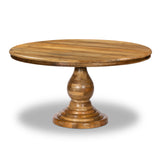 150cm Round Solid Wood Table with Ornate Base and 6 Curved Ash Chairs