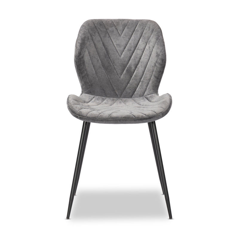 2 x Luxus Velvet Dining Chair, Black Metal Legs