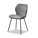 2 x Luxus Velvet Dining Chair, Black Metal Legs