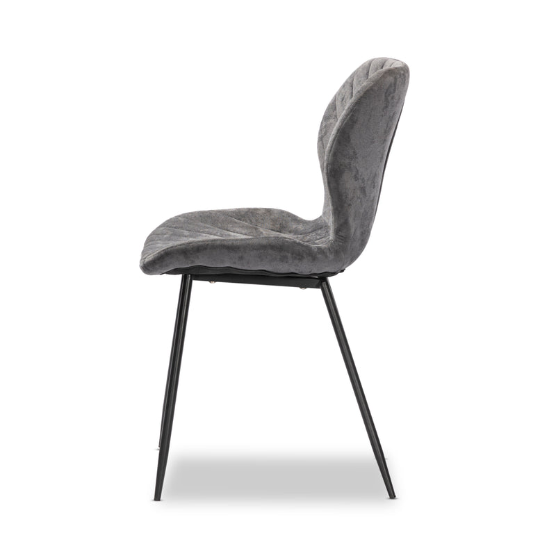 2 x Luxus Velvet Dining Chair, Black Metal Legs