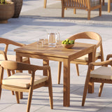 Teak Set 90cm Square Table 4cm Top with 4 Sydney Chairs, Free Cushions